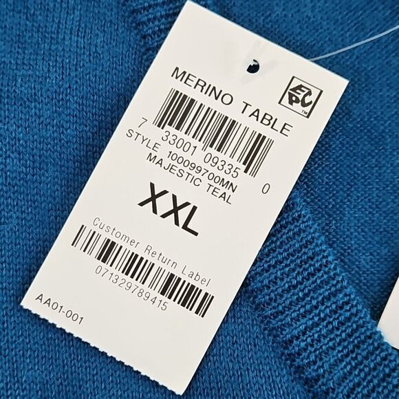 Club Room Merino Blend Oeko-Tex V-Neck Sweater Men's XXL Majestic Teal NWT NEW - Picture 5 of 16